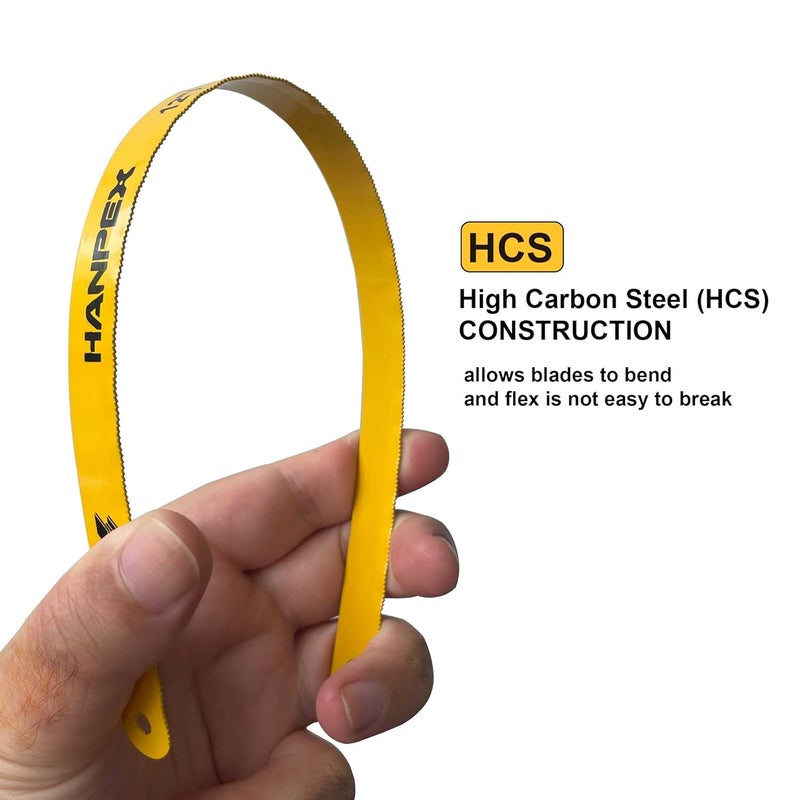Hanpex Hacksaw Replacement Blades (10 Pack) High Speed 18 TPI - 12" Length Hack Saw Blade - High Carbon Steel (HCS) Cutting Blades - Image 3